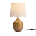 Dusklia - Emer Scallop Edge Reactive Glaze Table Lamp - Brown/White
