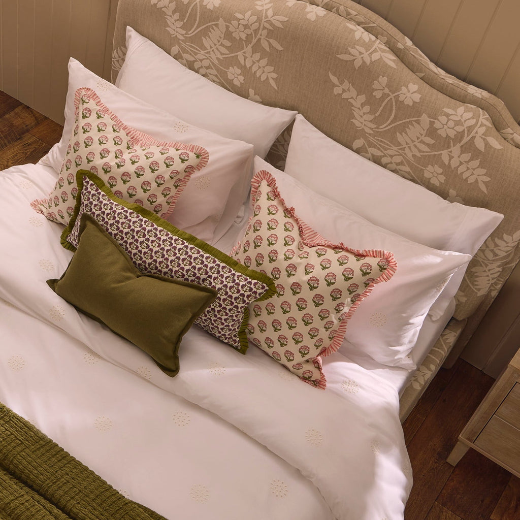 Dusklia - Emily 100% Cotton Broderie Anglaise Duvet Cover & Pillowcase Set - White