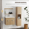 Bathroom Furniture Set - kleankin - 4 Pieces - Wall-Mounted - Mirror, Vanity Unit, Sink, and Tall Cabinet - Natural
