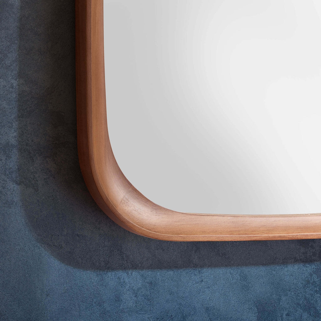 Dusklia - Ernie Retro Square Wood Mirror - Mid Wood