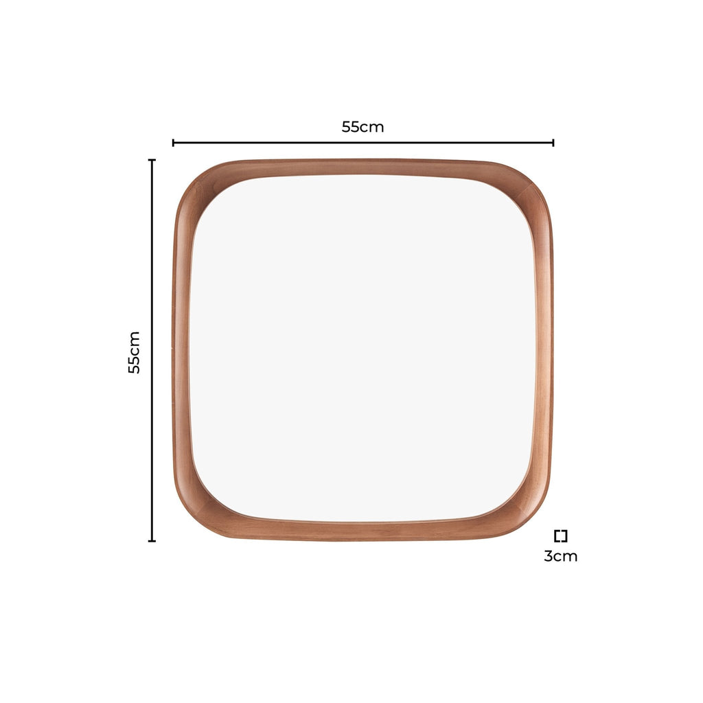 Dusklia - Ernie Retro Square Wood Mirror - Mid Wood