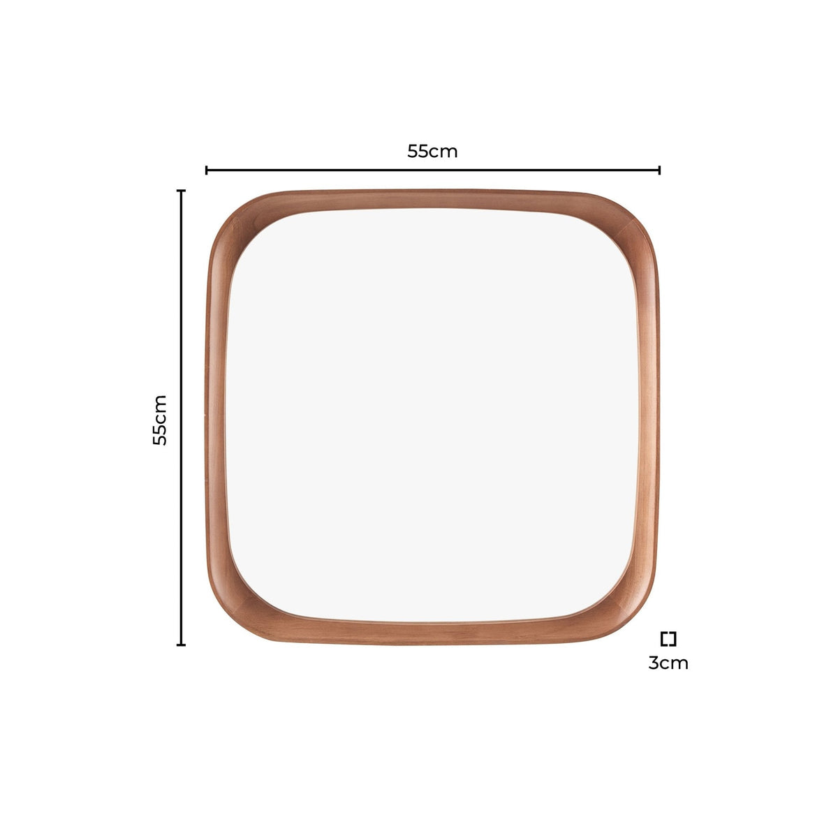 Dusklia - Ernie Retro Square Wood Mirror - Mid Wood