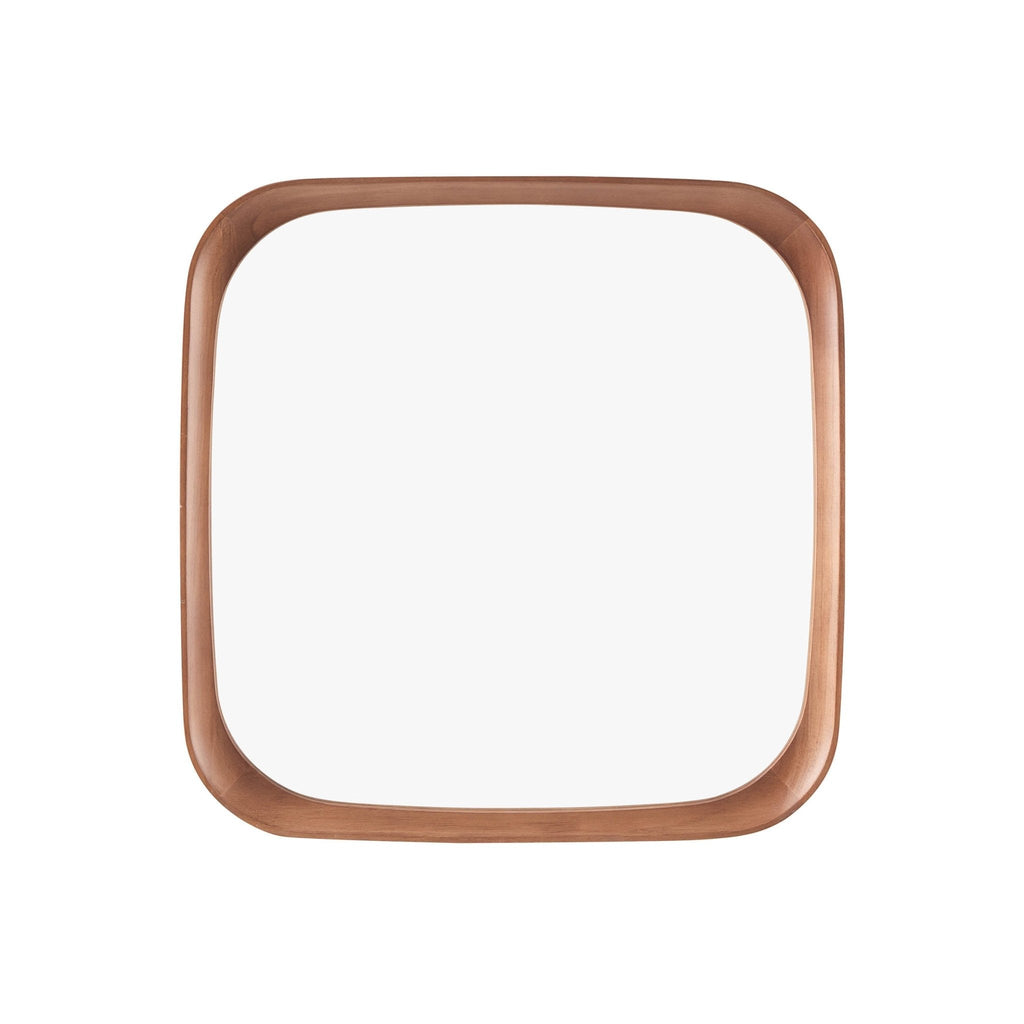 Dusklia - Ernie Retro Square Wood Mirror - Mid Wood