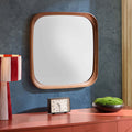 Dusklia - Ernie Retro Square Wood Mirror - Mid Wood