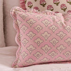 Dusklia - Esme 100% Cotton Printed Scallop Reversible Cushion Cover - Pink