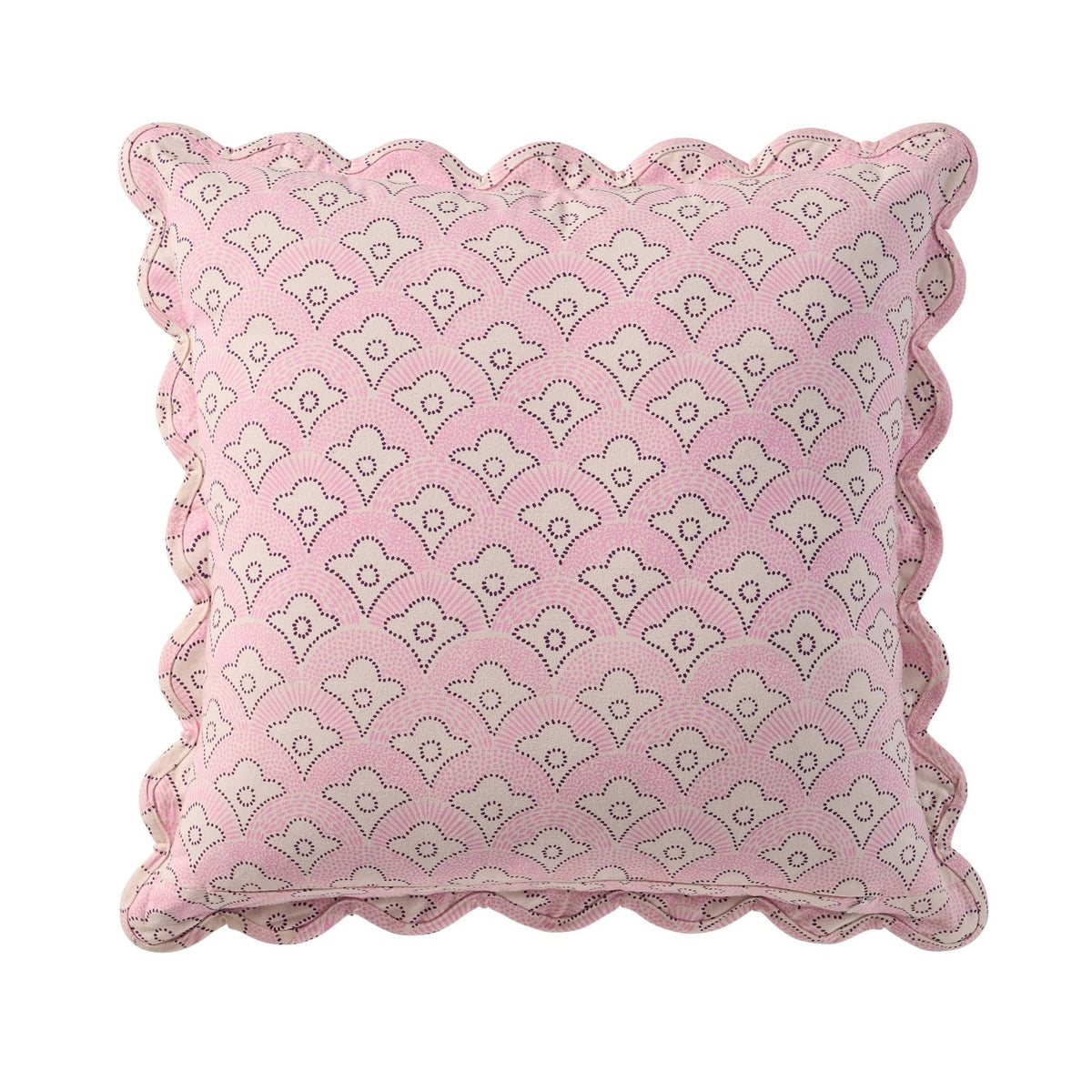 Dusklia - Esme 100% Cotton Printed Scallop Reversible Cushion Cover - Pink