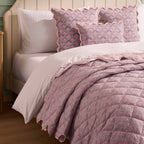 Dusklia - Esme 100% Cotton Printed Scallop Reversible Bedspread - Pink