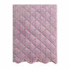 Dusklia - Esme 100% Cotton Printed Scallop Reversible Bedspread - Pink