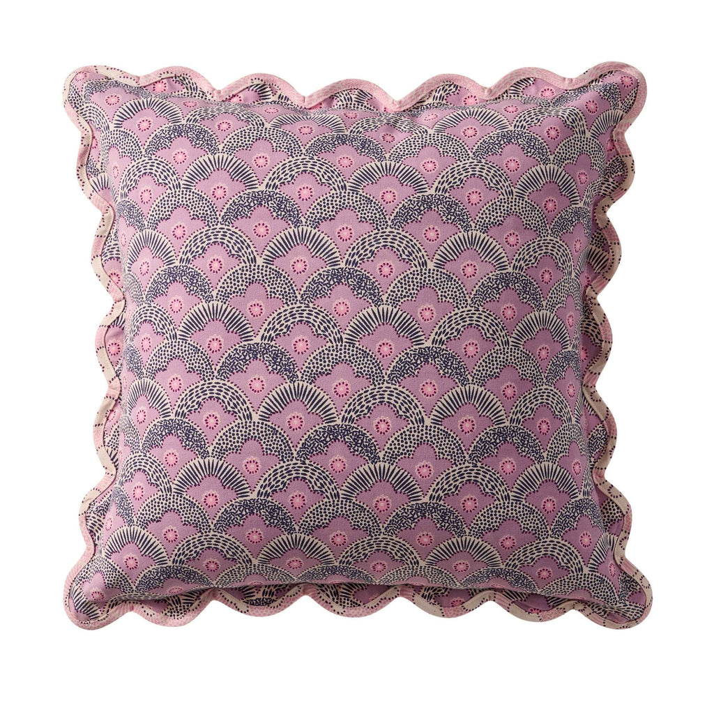 Dusklia - Esme 100% Cotton Printed Scallop Reversible Sofa Cushion Cover - Pink