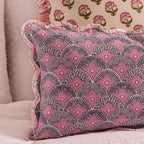 Dusklia - Esme 100% Cotton Printed Scallop Reversible Cushion Cover - Pink