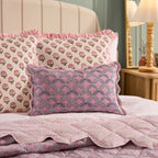 Dusklia - Esme 100% Cotton Printed Scallop Reversible Cushion Cover - Pink