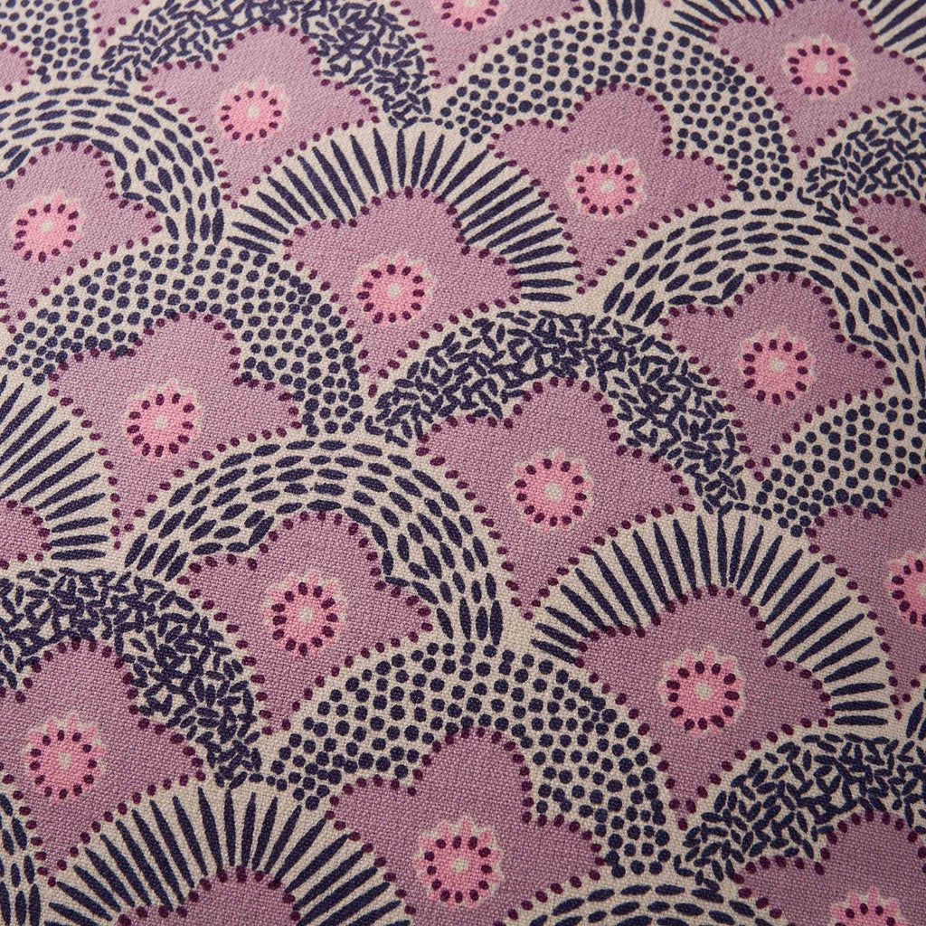 Dusklia - Esme 100% Cotton Printed Scallop Reversible Sofa Cushion Cover - Pink