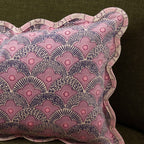 Dusklia - Esme 100% Cotton Printed Scallop Reversible Sofa Cushion Cover - Pink