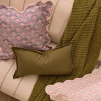 Dusklia - Esme 100% Cotton Printed Scallop Reversible Sofa Cushion Cover - Pink