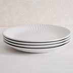 Dusklia - Ethan Embossed Stoneware 12 Piece Dinner Set - White
