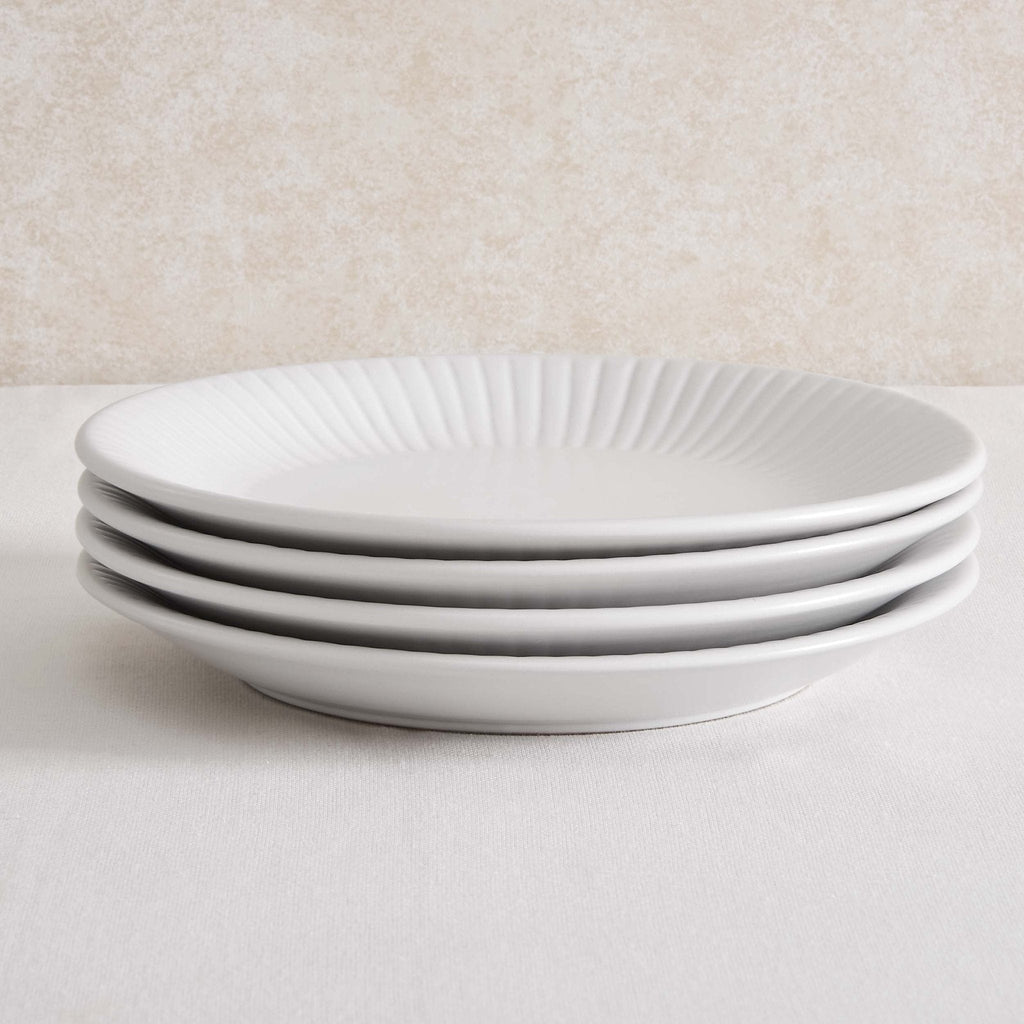 Dusklia - Ethan Embossed Stoneware 12 Piece Dinner Set - White