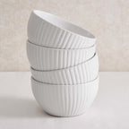 Dusklia - Ethan Embossed Stoneware 12 Piece Dinner Set - White