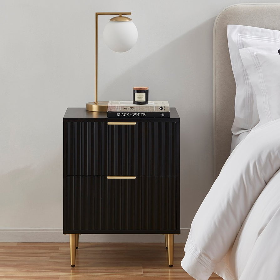 Dusklia - Evie 2 Drawer Bedside Table - Black