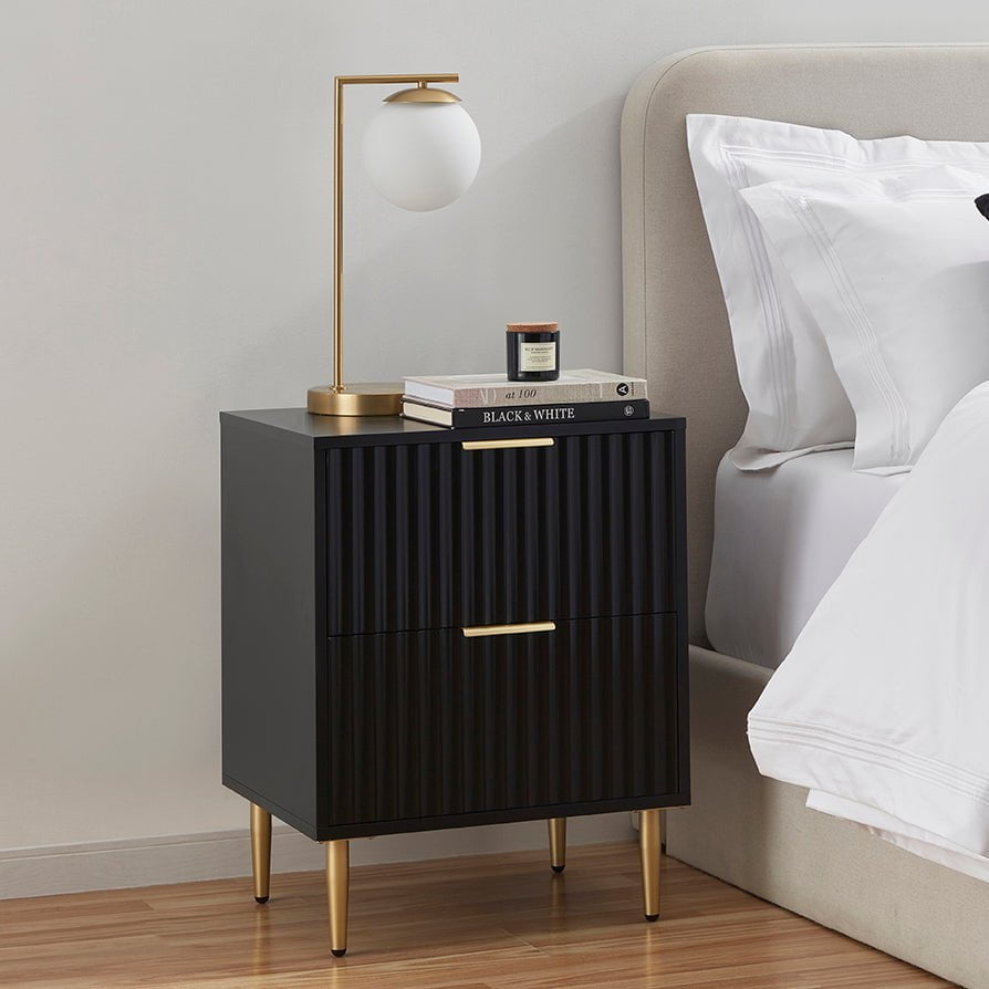 Dusklia - Evie 2 Drawer Bedside Table - Black