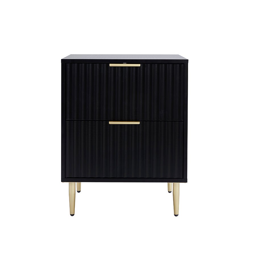 Dusklia - Evie 2 Drawer Bedside Table - Black