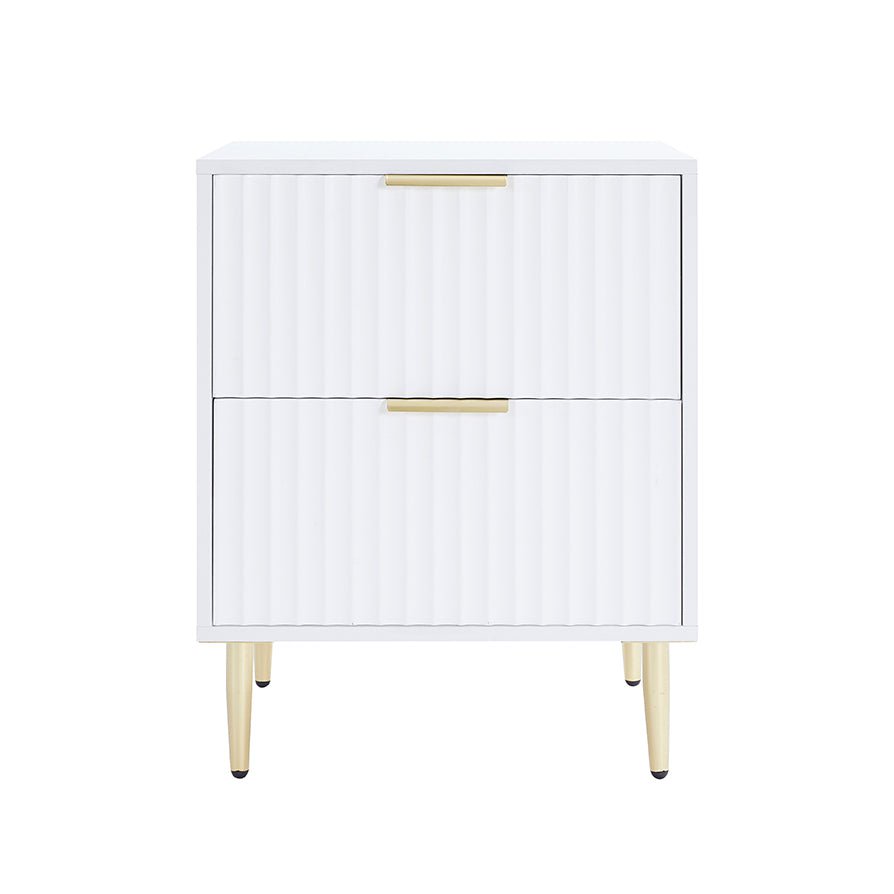 Dusklia - Evie 2 Drawer Bedside Table - Warm White