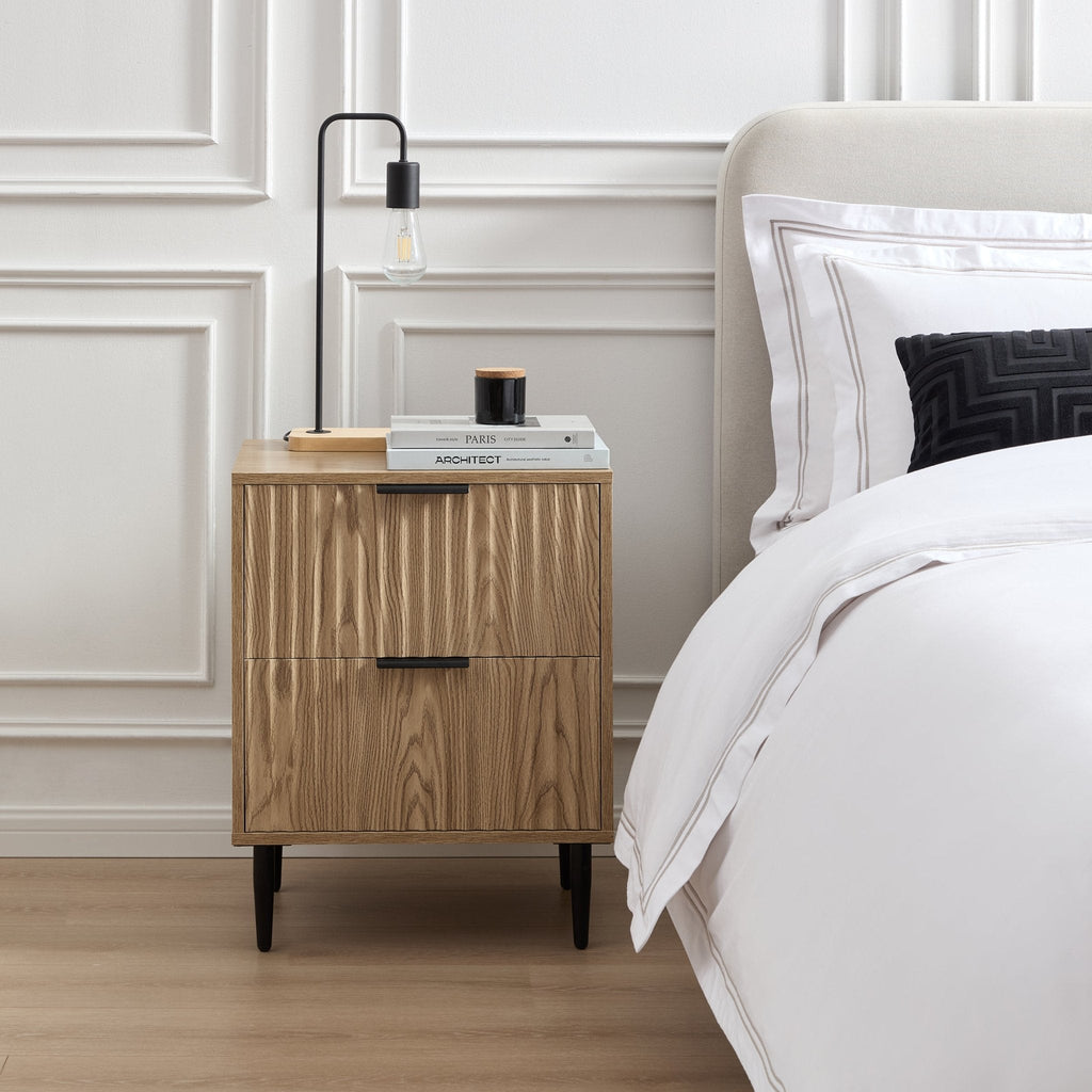 Dusklia - Evie 2 Drawer Bedside Table - Wood Effect