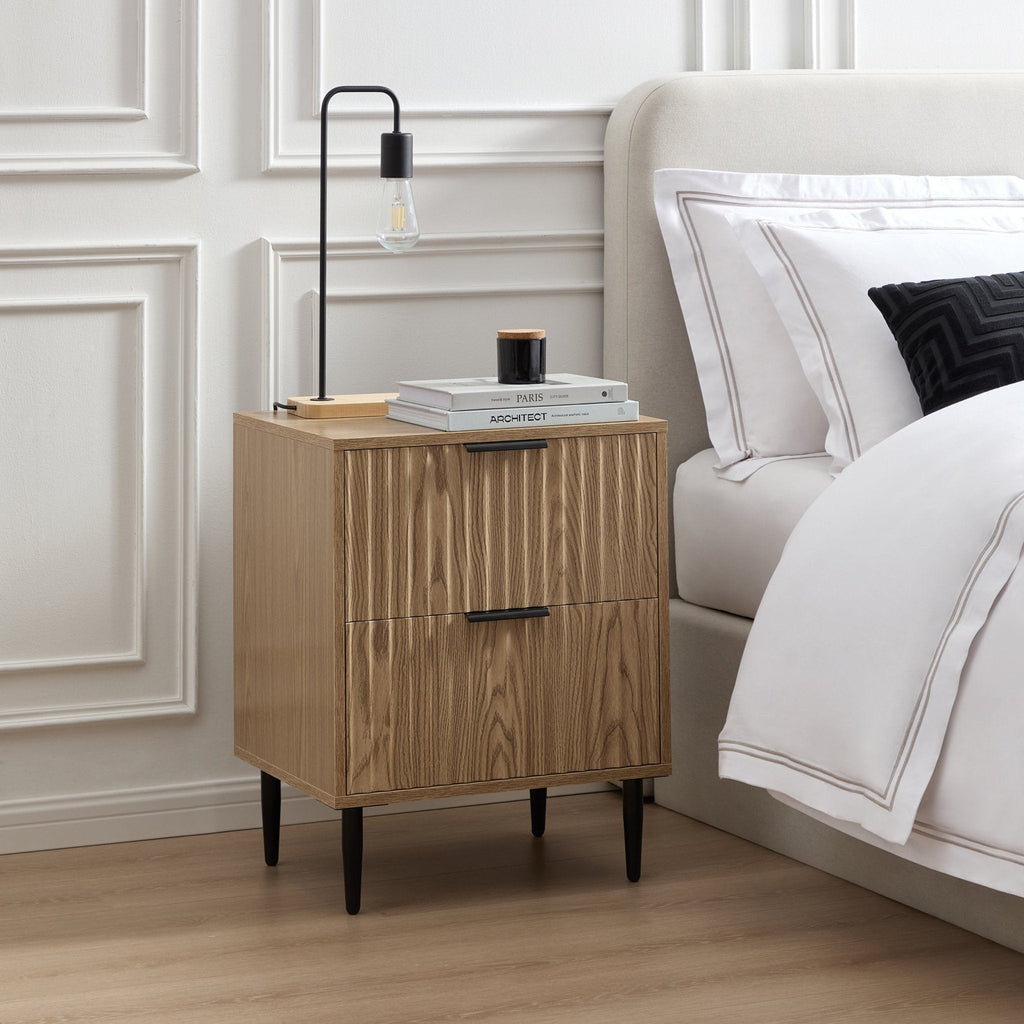 Dusklia - Evie 2 Drawer Bedside Table - Wood Effect