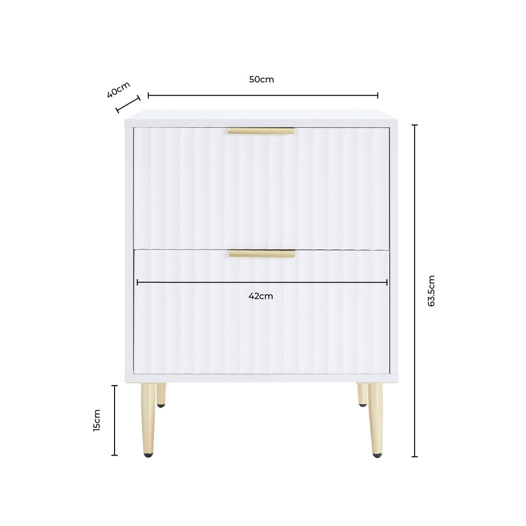 Dusklia - Evie 2 Drawer Bedside Table - Wood Effect