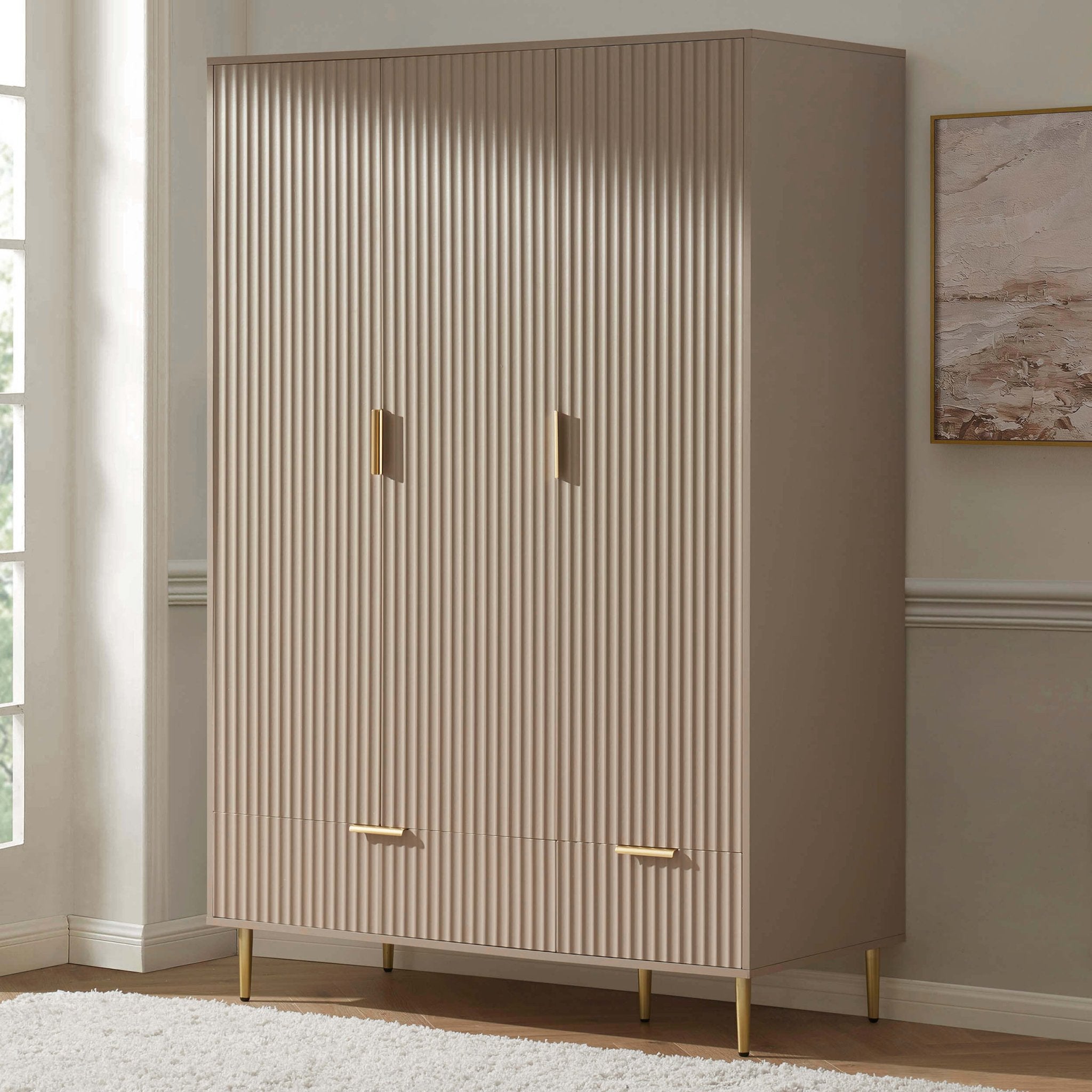 Dusklia - Evie 3 Door Wardrobe with Drawers - Taupe