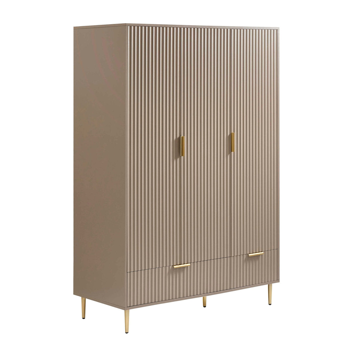 Dusklia - Evie 3 Door Wardrobe with Drawers - Taupe