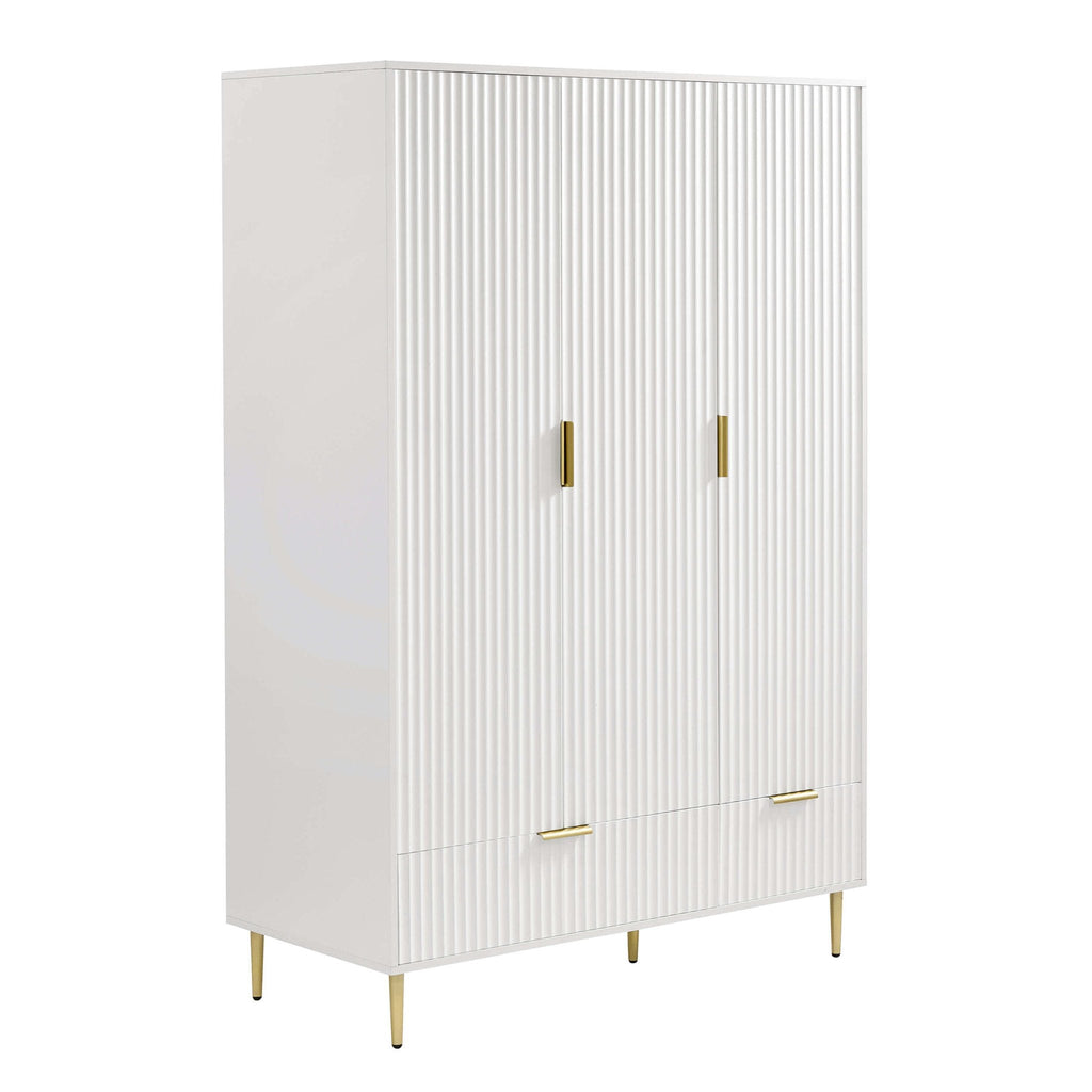 Dusklia - Evie 3 Door Wardrobe with Drawers - Warm White