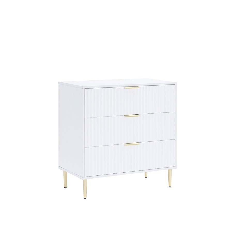 Dusklia - Evie 3 Piece Bundle - 2 Bedside Tables and Small Chest - Warm White