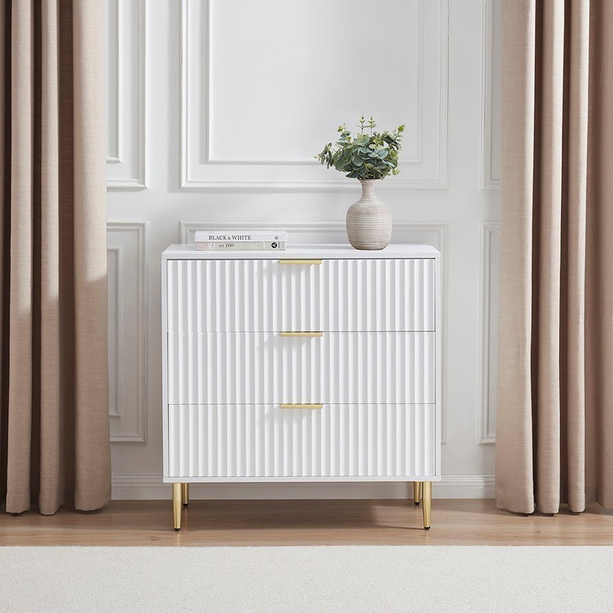Dusklia - Evie 3 Drawer Chest - Warm White