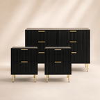 Dusklia - Evie 3 Piece Bundle - 2 Bedside Tables and Large Chest - Black