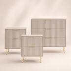 Dusklia - Evie 3 Piece Bundle - 2 Bedside Tables and Small Chest - Taupe