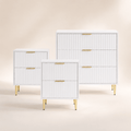 Dusklia - Evie 3 Piece Bundle - 2 Bedside Tables and Small Chest - Warm White