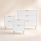 Dusklia - Evie 3 Piece Bundle - 2 Bedside Tables and Small Chest - Warm White