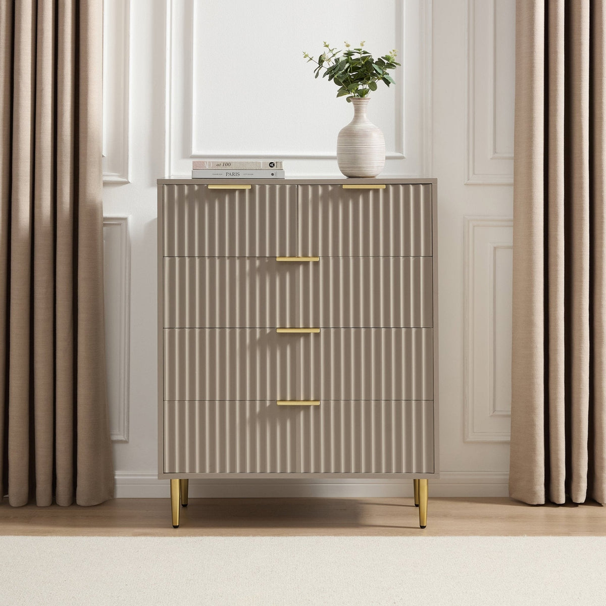Dusklia - Evie 5 Drawer Chest - Taupe