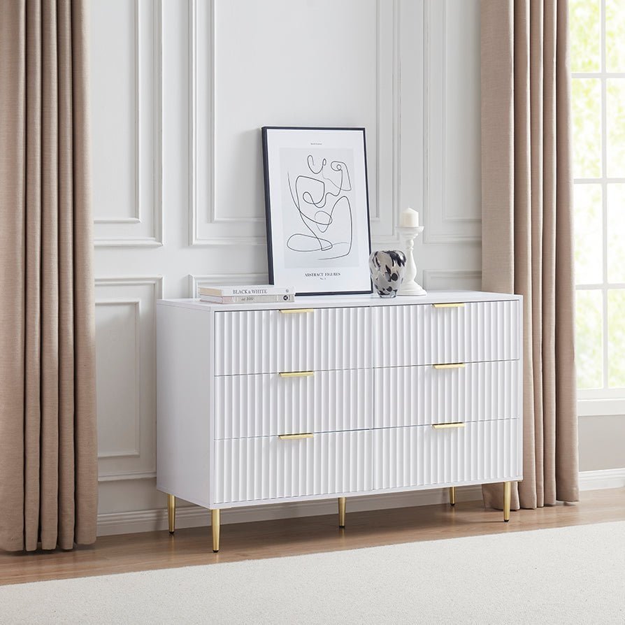 Dusklia - Evie 6 Drawer Chest - Warm White
