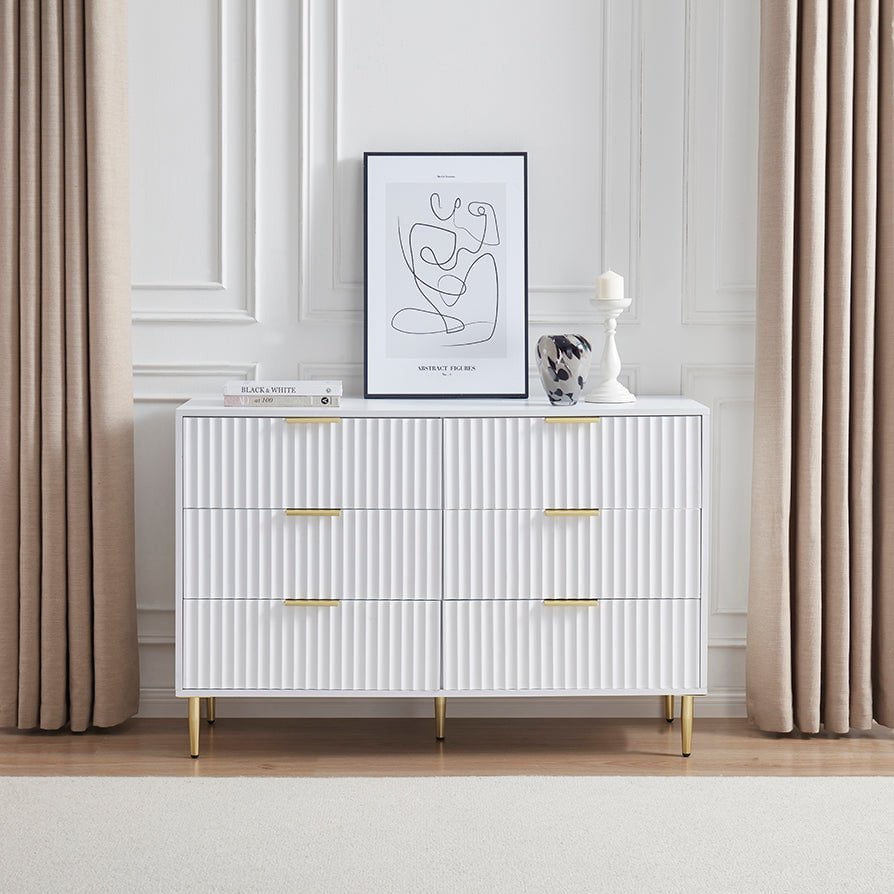 Dusklia - Evie 6 Drawer Chest - Warm White