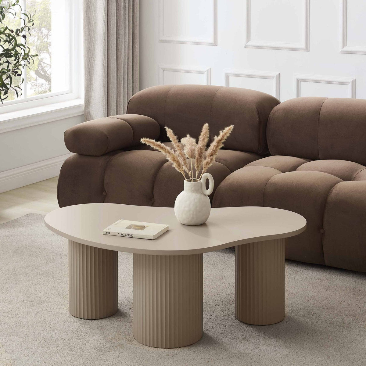 Dusklia - Evie Irregular Coffee Table - Taupe