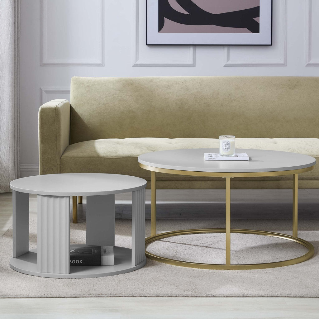 Dusklia - Evie Round Nesting Coffee Table - Grey