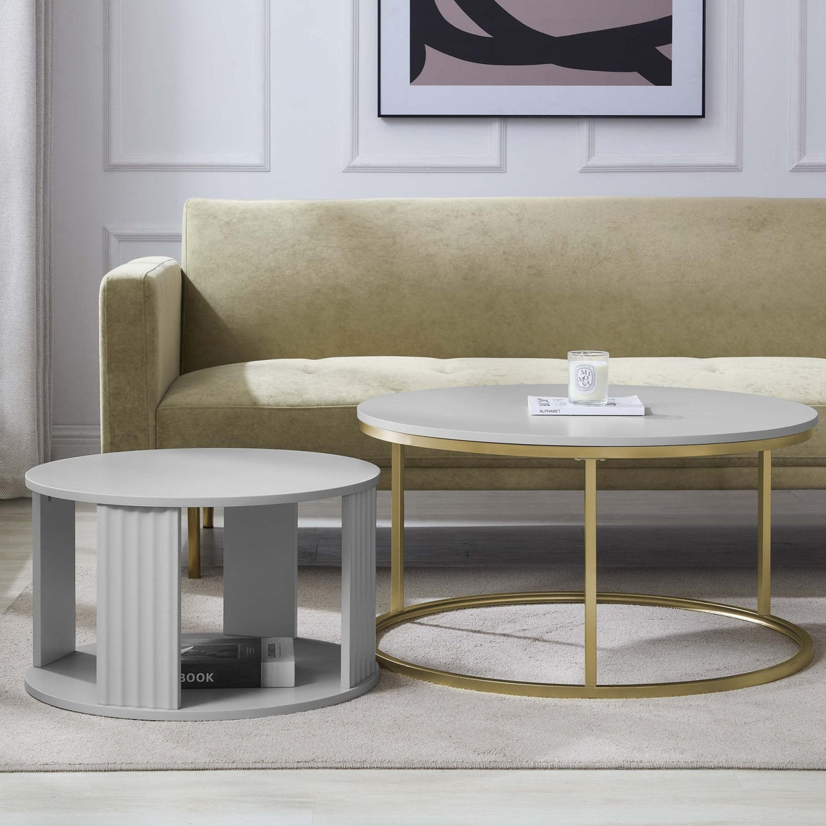 Dusklia - Evie Round Nesting Coffee Table - Grey