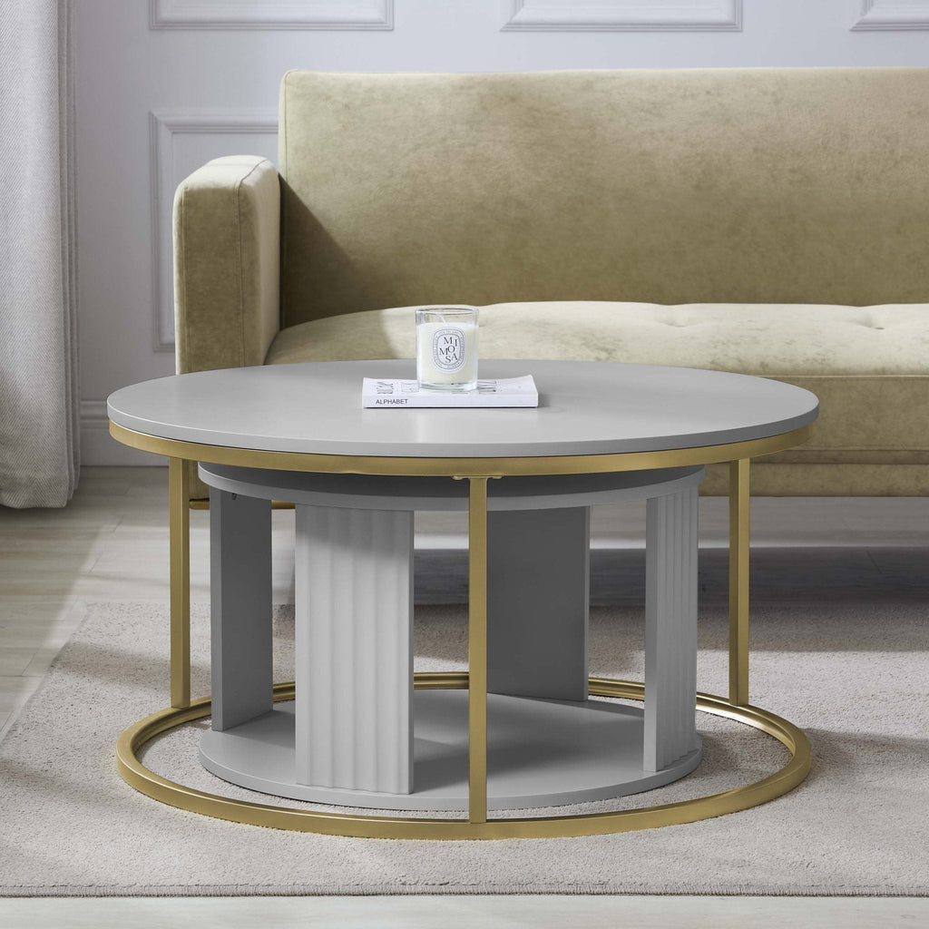 Dusklia - Evie Round Nesting Coffee Table - Grey