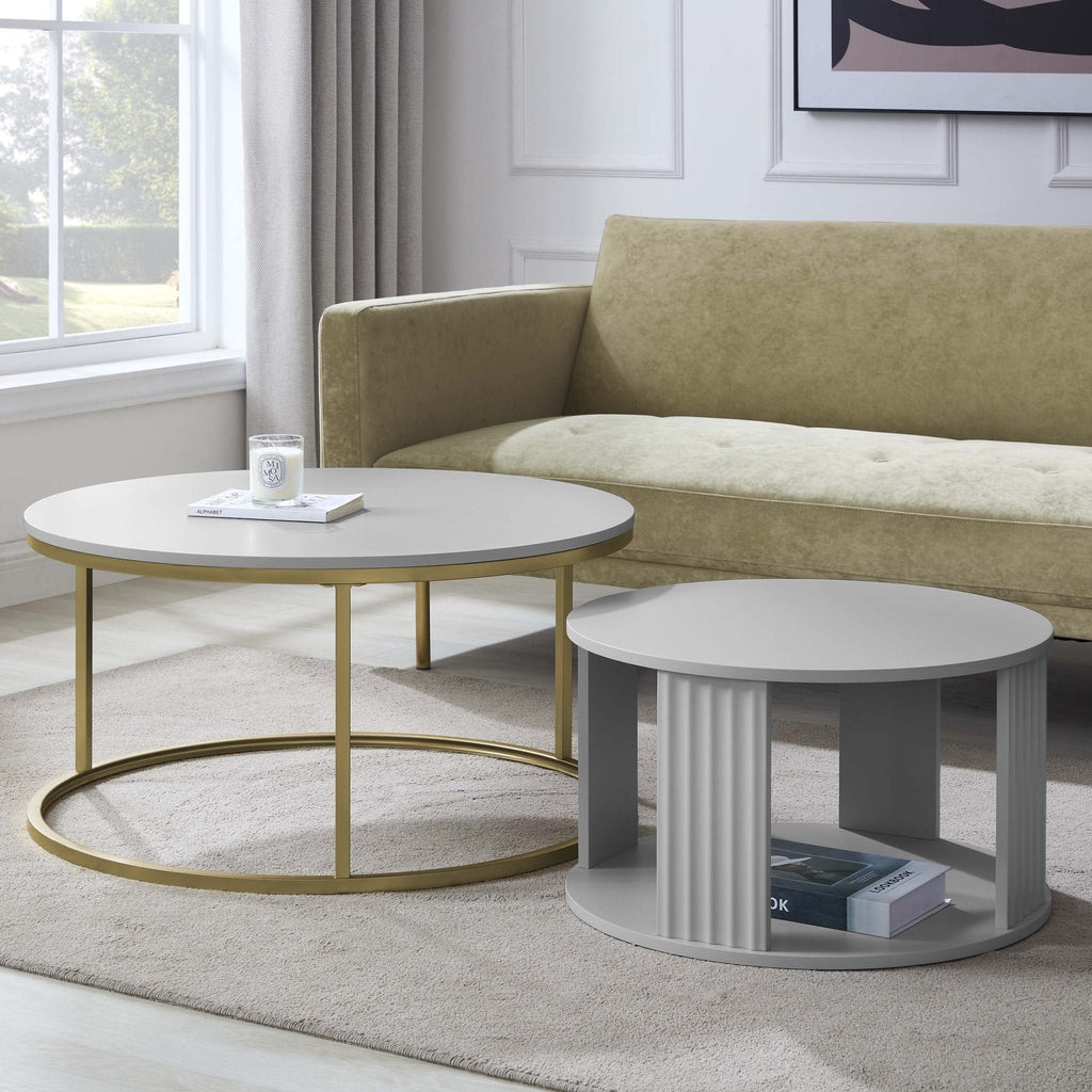 Dusklia - Evie Round Nesting Coffee Table - Grey