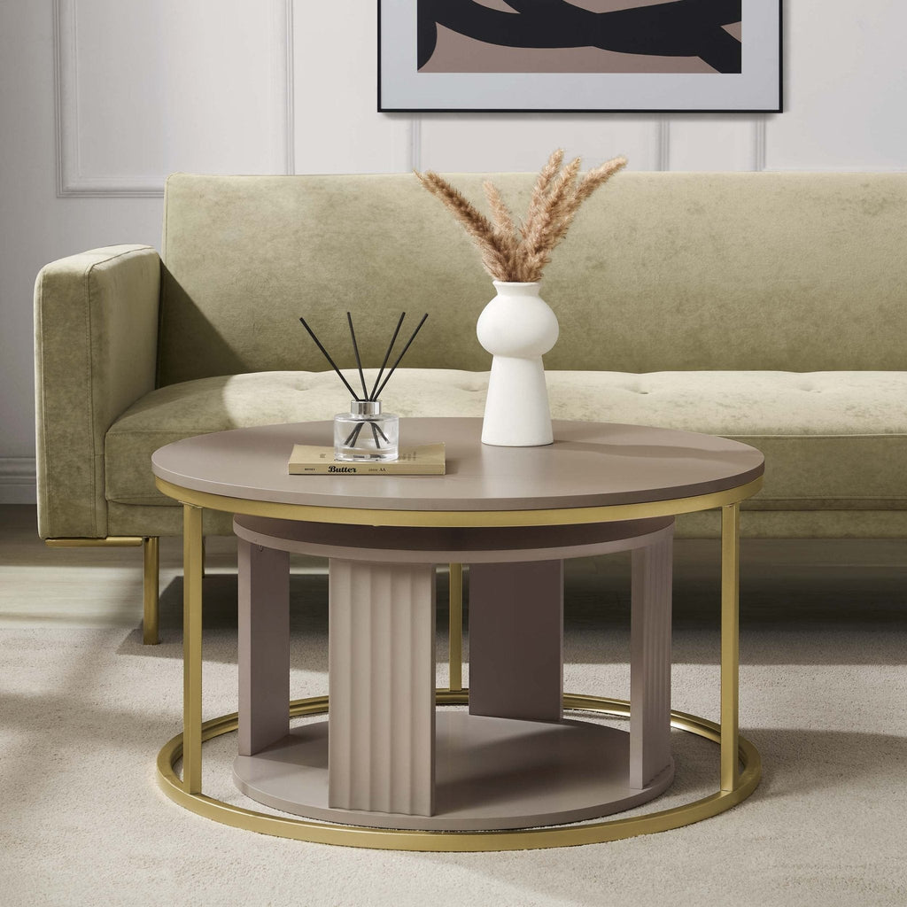 Dusklia - Evie Round Nesting Coffee Table - Taupe