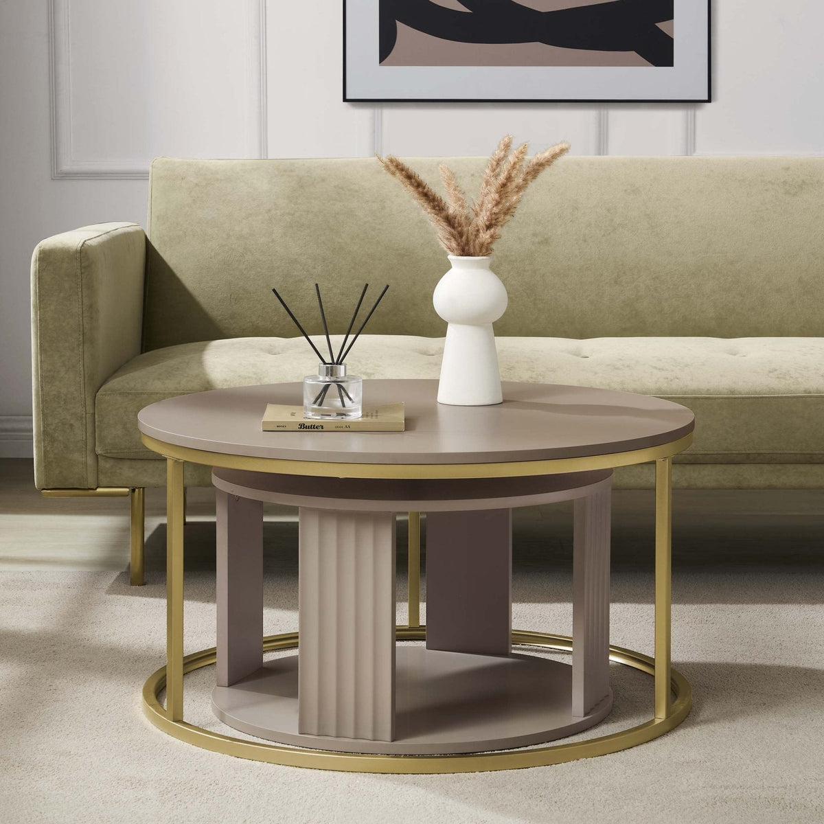 Dusklia - Evie Round Nesting Coffee Table - Taupe