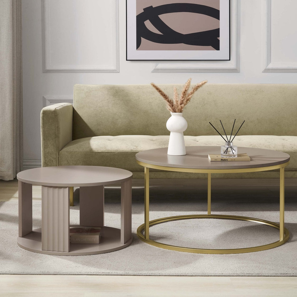 Dusklia - Evie Round Nesting Coffee Table - Taupe