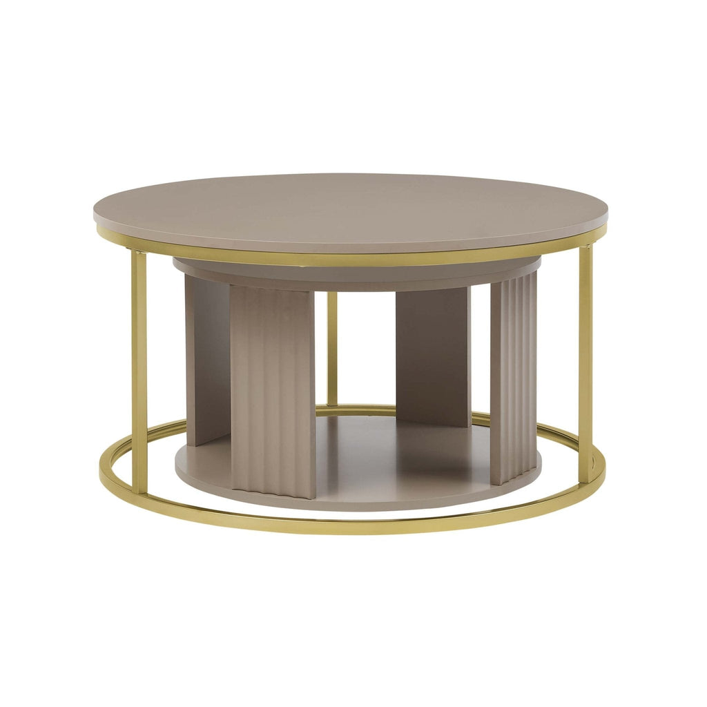 Dusklia - Evie Round Nesting Coffee Table - Taupe