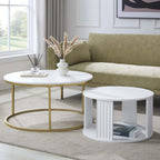 Dusklia - Evie Round Nesting Coffee Table - Warm White